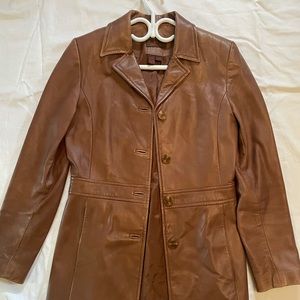 Long brown danier leather jacket